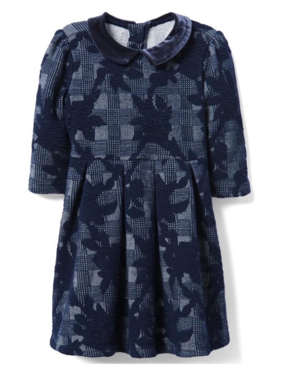 Janie and Jack NWOT Navy and Light Blue Velvet Collar Dress 7Y